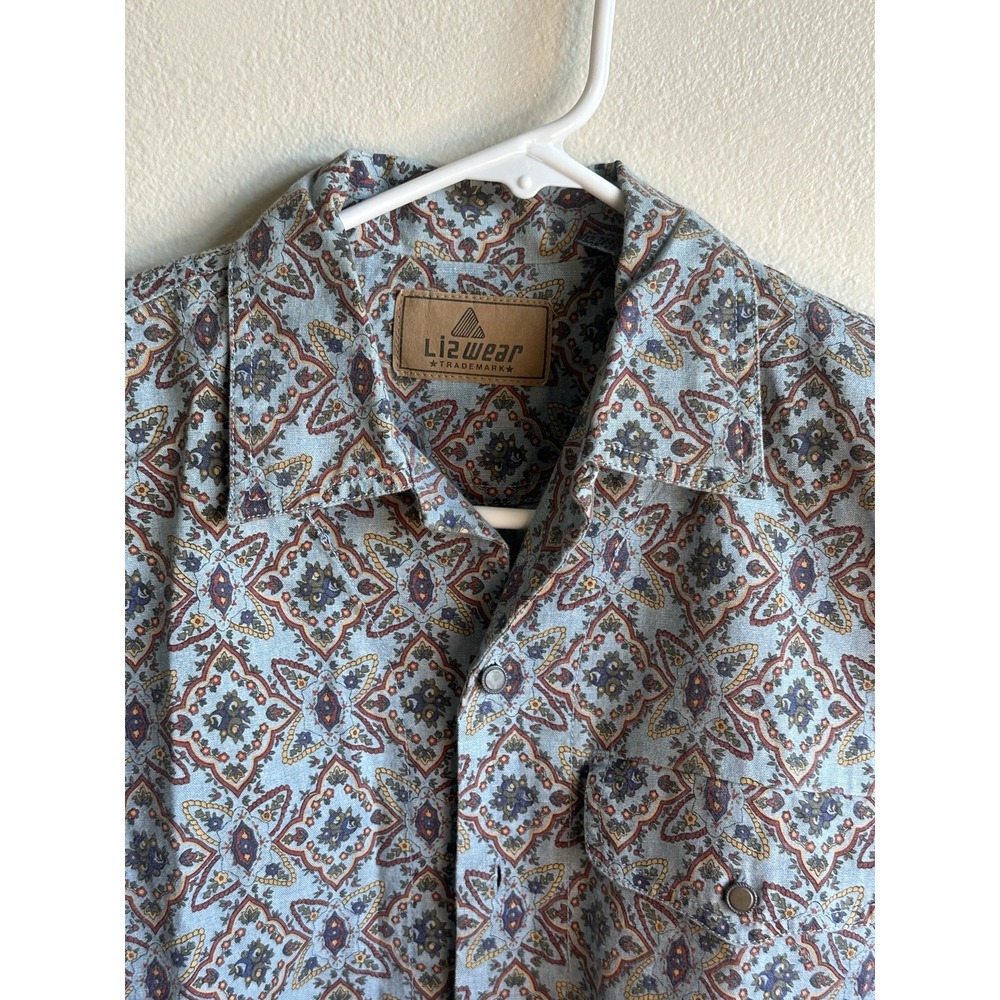Vtg Liz Claiborne Liz Wear Women Petite Sm Button Up Blue Long Sleeve Blouse - Picture 2 of 6